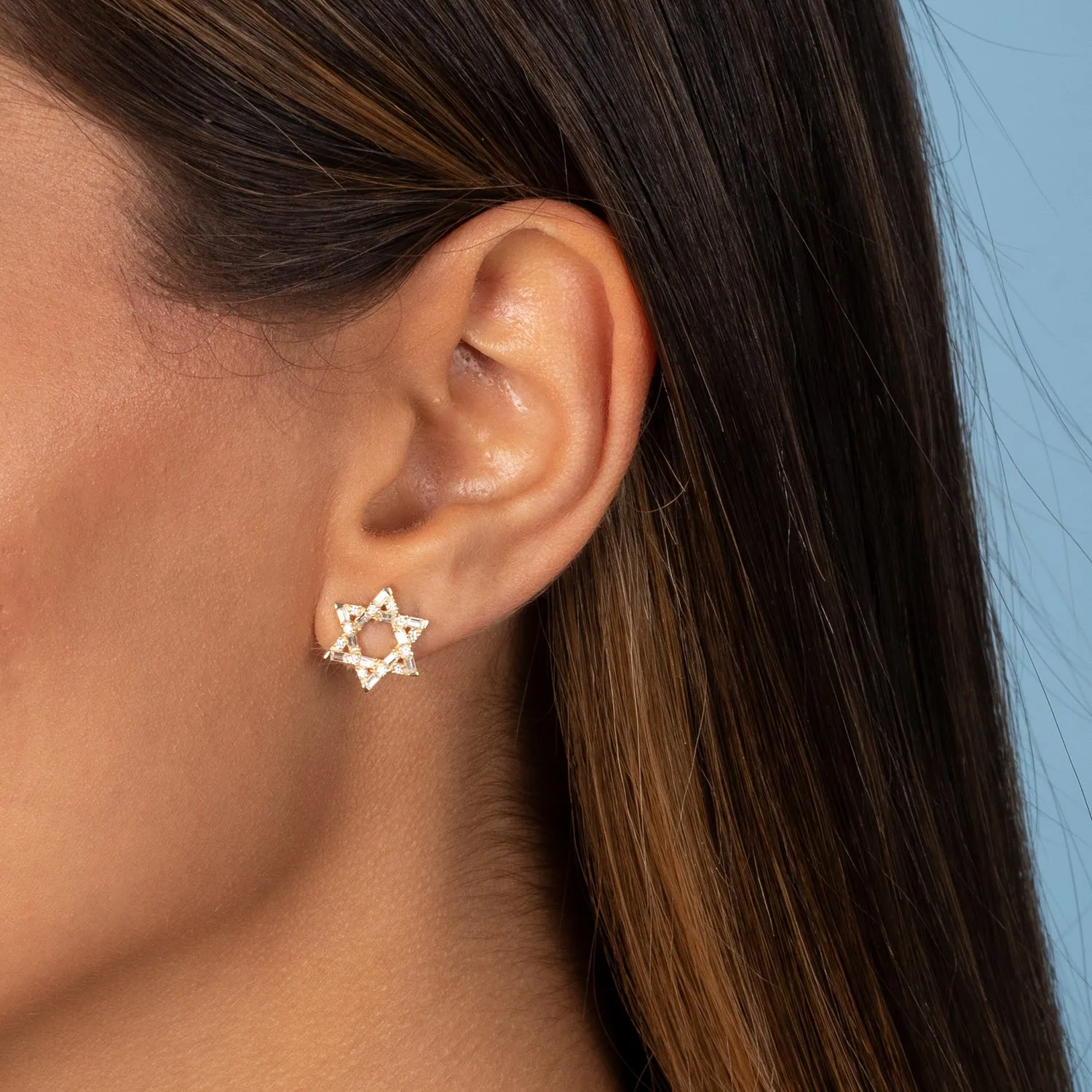 Baguette Star Of David Stud Earring sold by Adina Eden's product image thumbnail 2