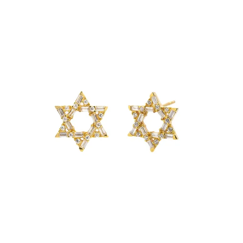 Baguette Star Of David Stud Earring sold by Adina Eden's
