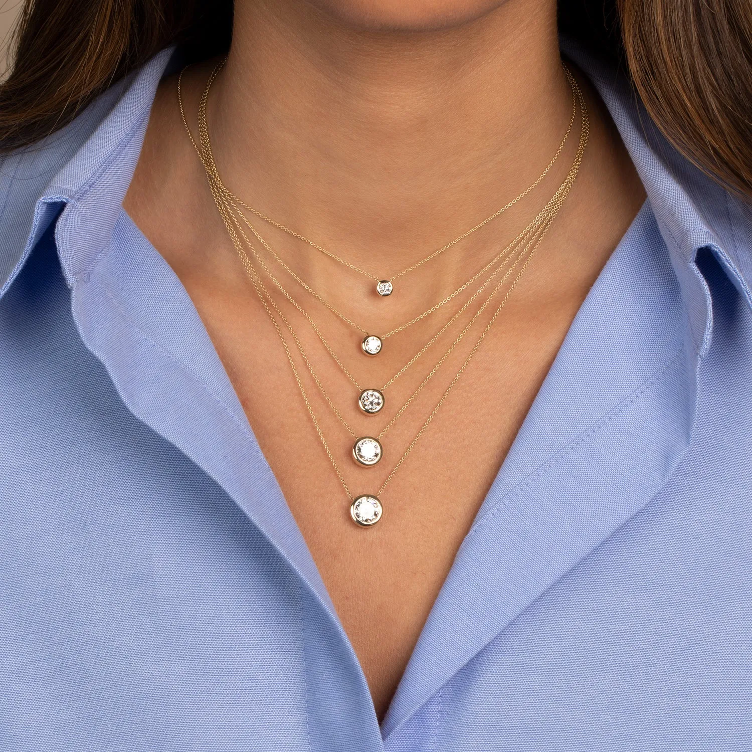 Lab Grown Diamond Solitaire Bezel Necklace 14K sold by Adina Eden's product image thumbnail 2