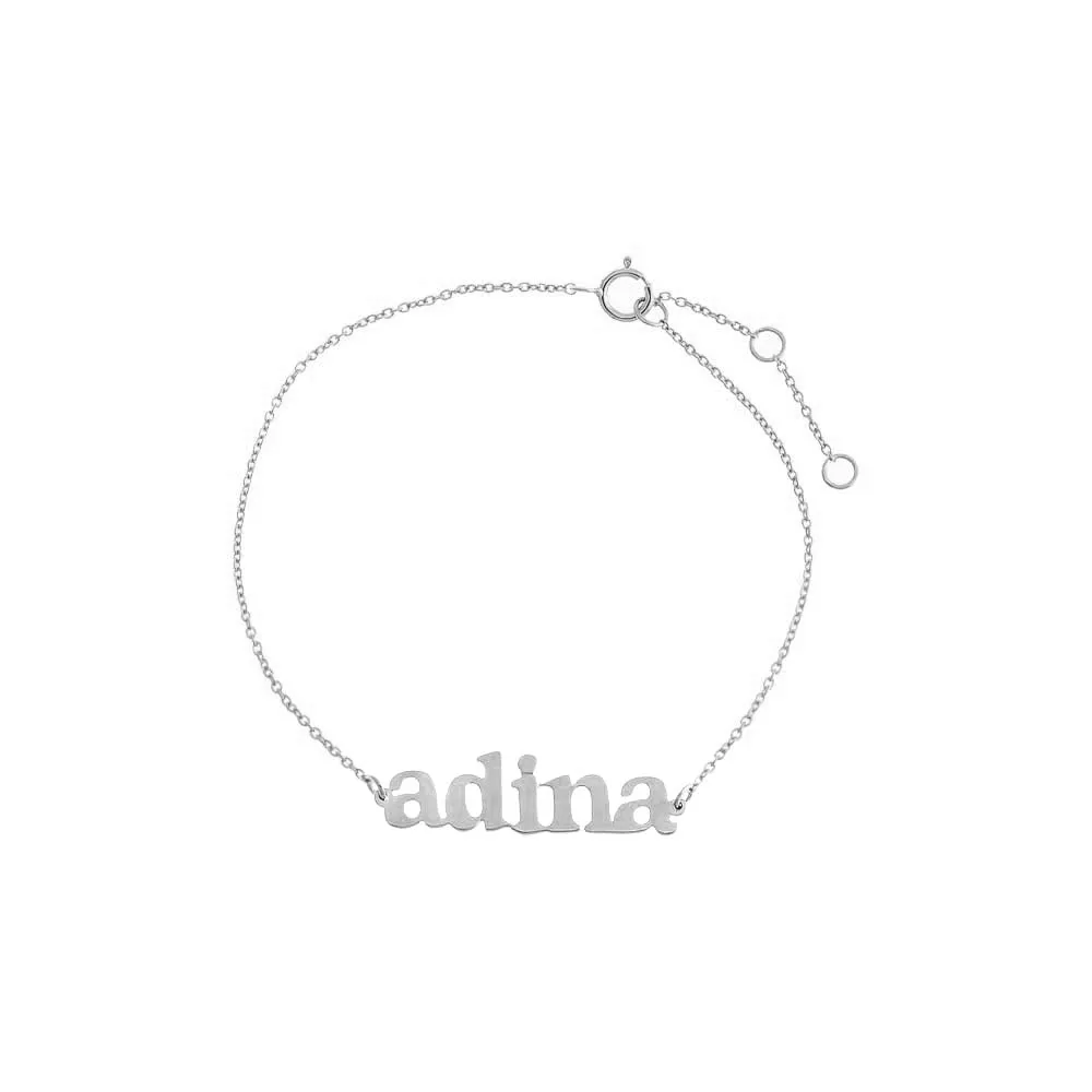 Solid Mini Lowercase Nameplate Bracelet 14K sold by Adina Eden's product image thumbnail 2