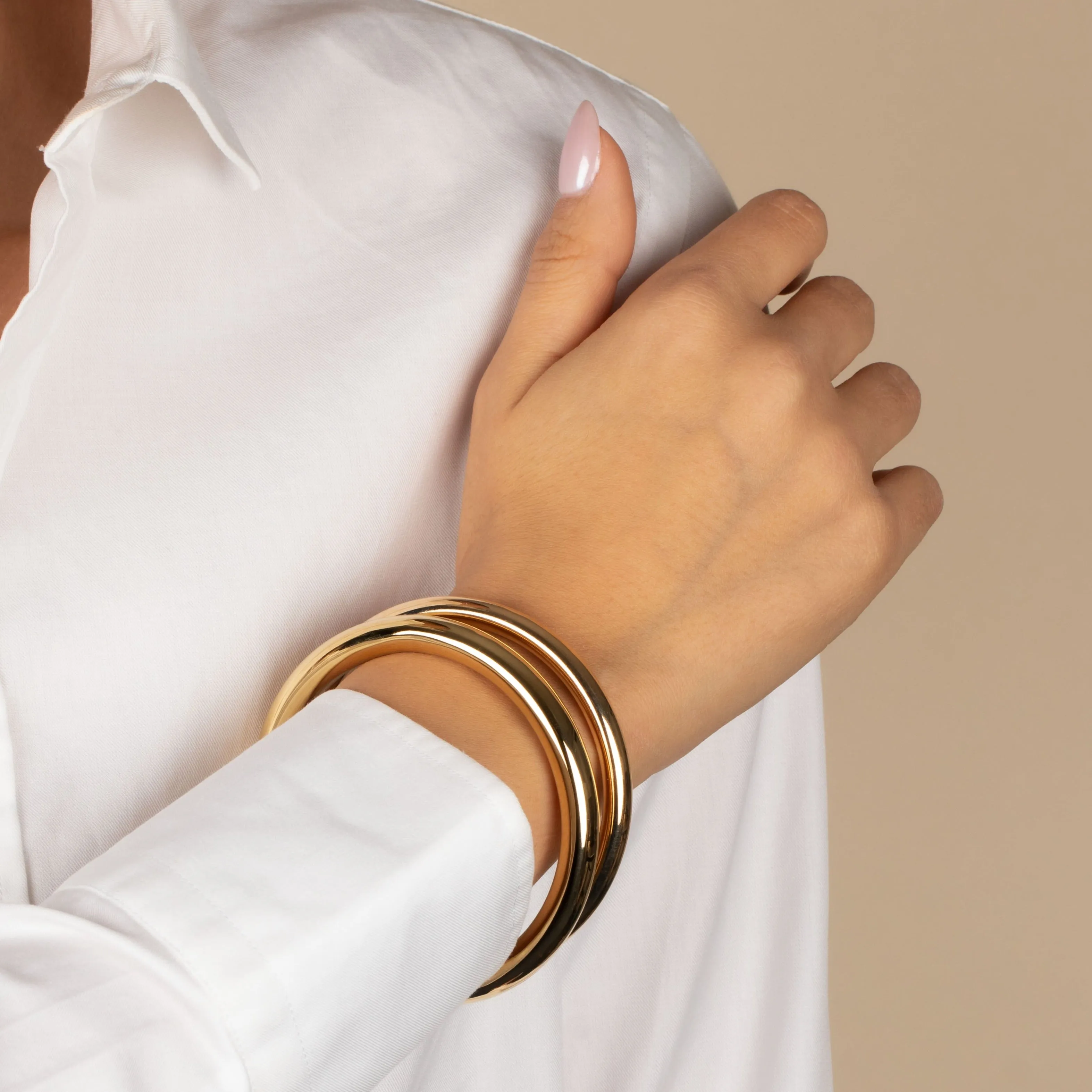 Solid Rounded Hollow Bangle Bracelet sold by Adina Eden's product image thumbnail 4