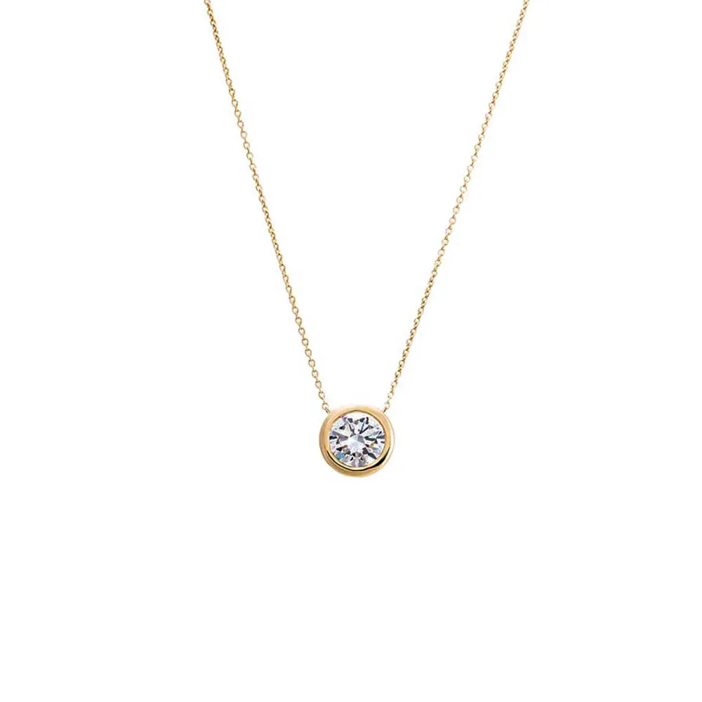 Lab Grown Diamond Solitaire Bezel Necklace 14K sold by Adina Eden's