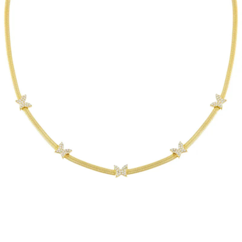 Pavé Butterflies Herringbone Choker sold by Adina Eden's