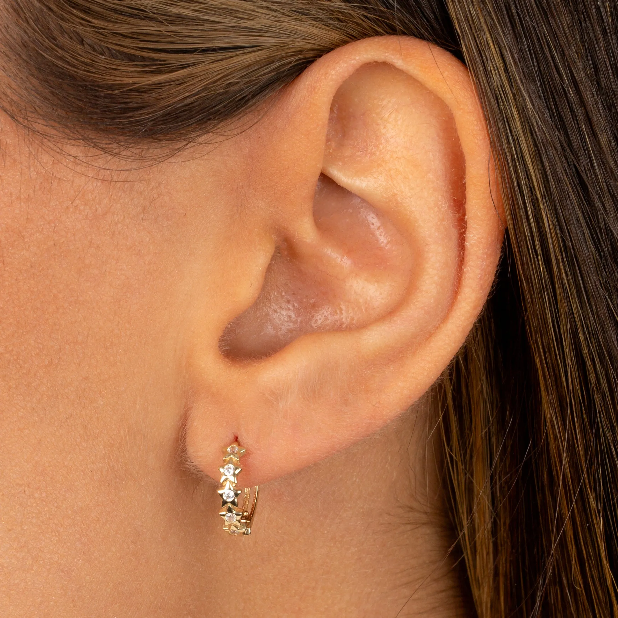 Dainty CZ Star Huggie Earring 14K sold by Adina Eden's product image thumbnail 2