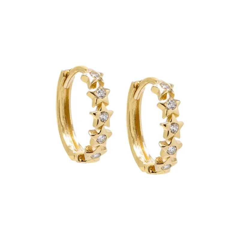 Dainty CZ Star Huggie Earring 14K sold by Adina Eden's