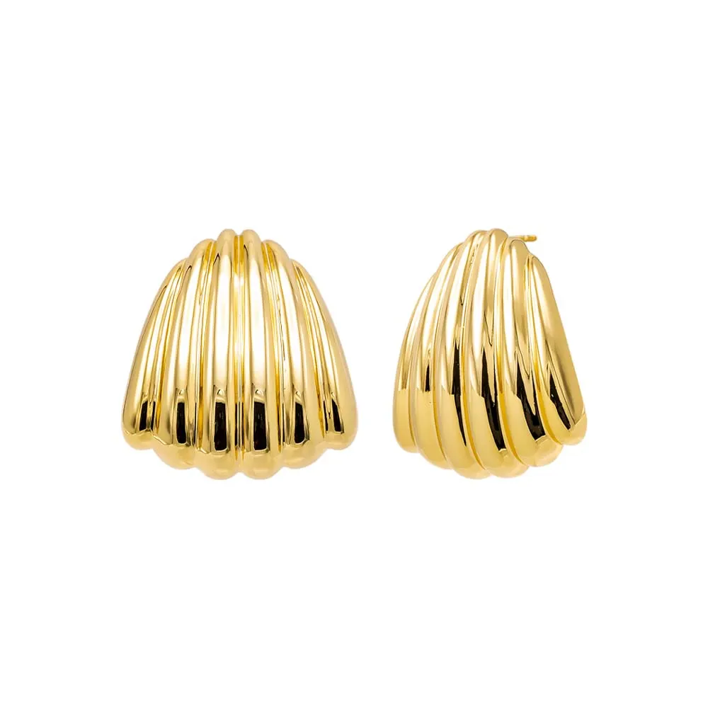 Solid Ridged Shell On The Ear Stud Earring sold by Adina Eden's