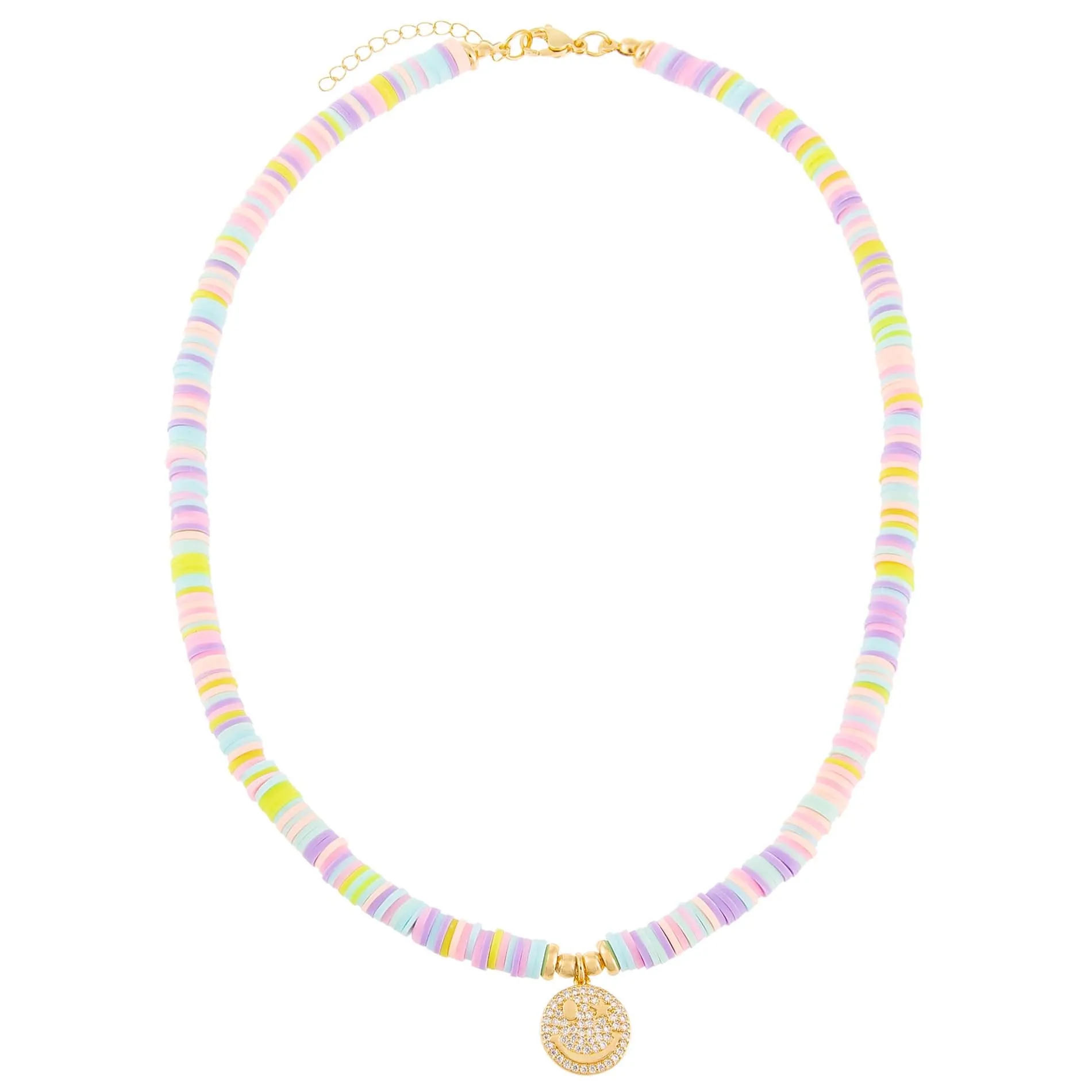 CZ Smiley Face Pastel Bead Necklace sold by Adina Eden's product image thumbnail 2