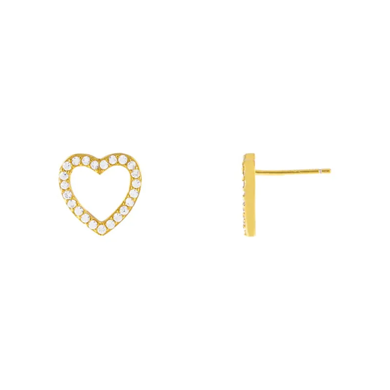 Pavé Heart Outline Stud Earring sold by Adina Eden's