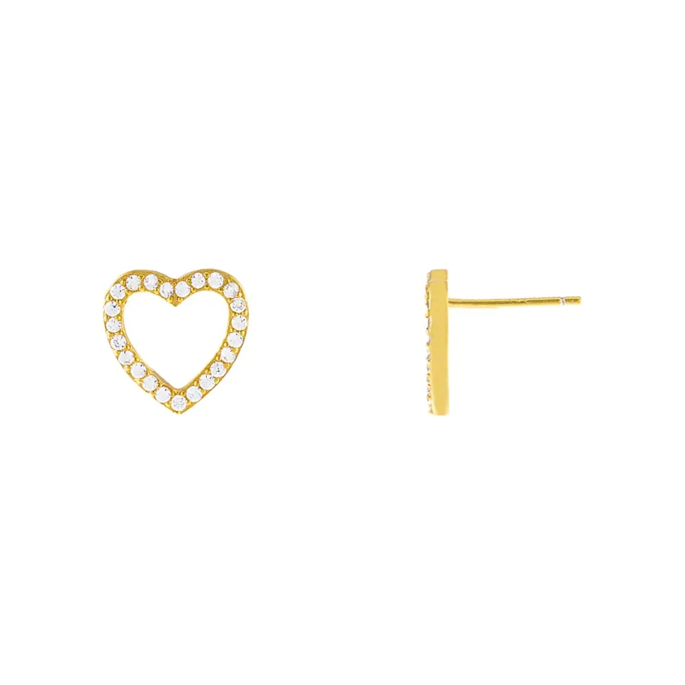 Pavé Heart Outline Stud Earring sold by Adina Eden's