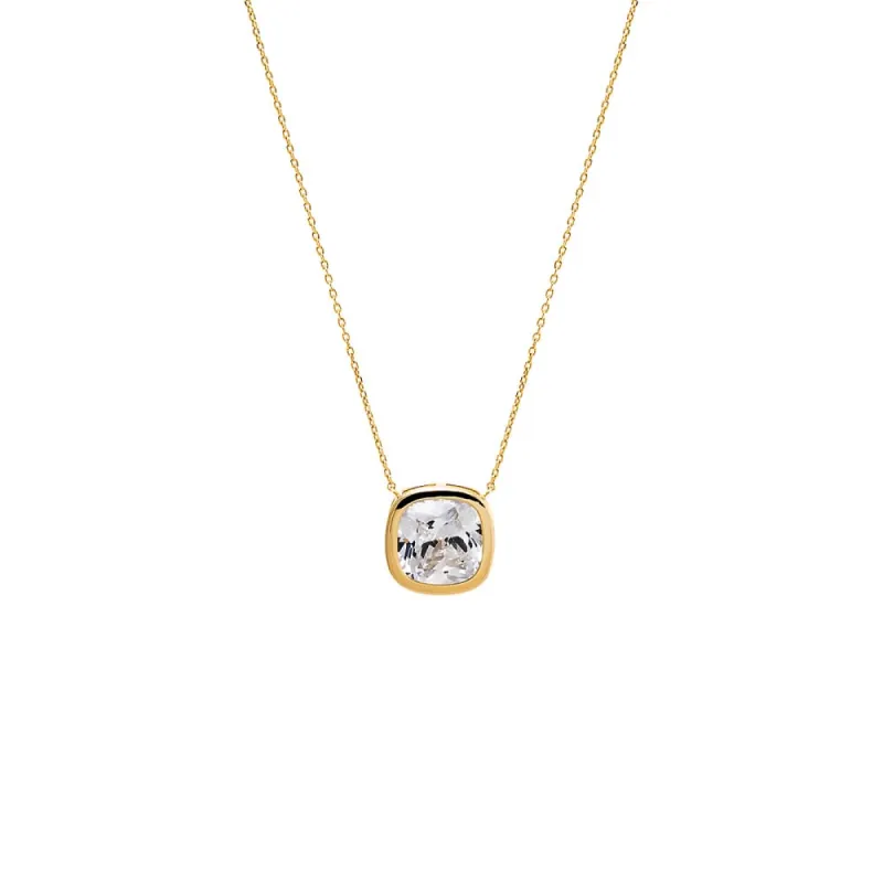 CZ Cushion Bezel Shape Pendant Necklace sold by Adina Eden's