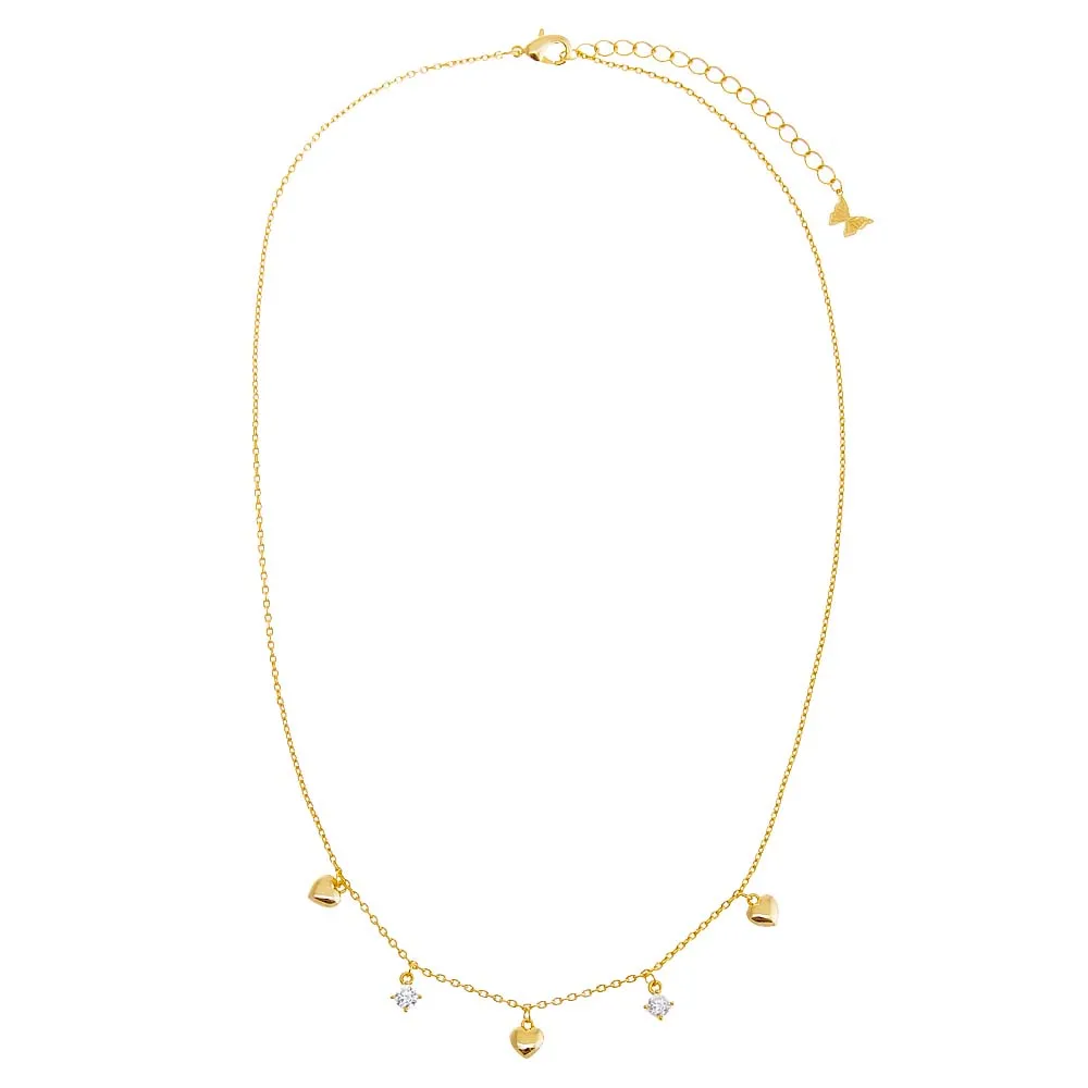 CZ X Puffy Heart Dangling Necklace sold by Adina Eden's product image thumbnail 3