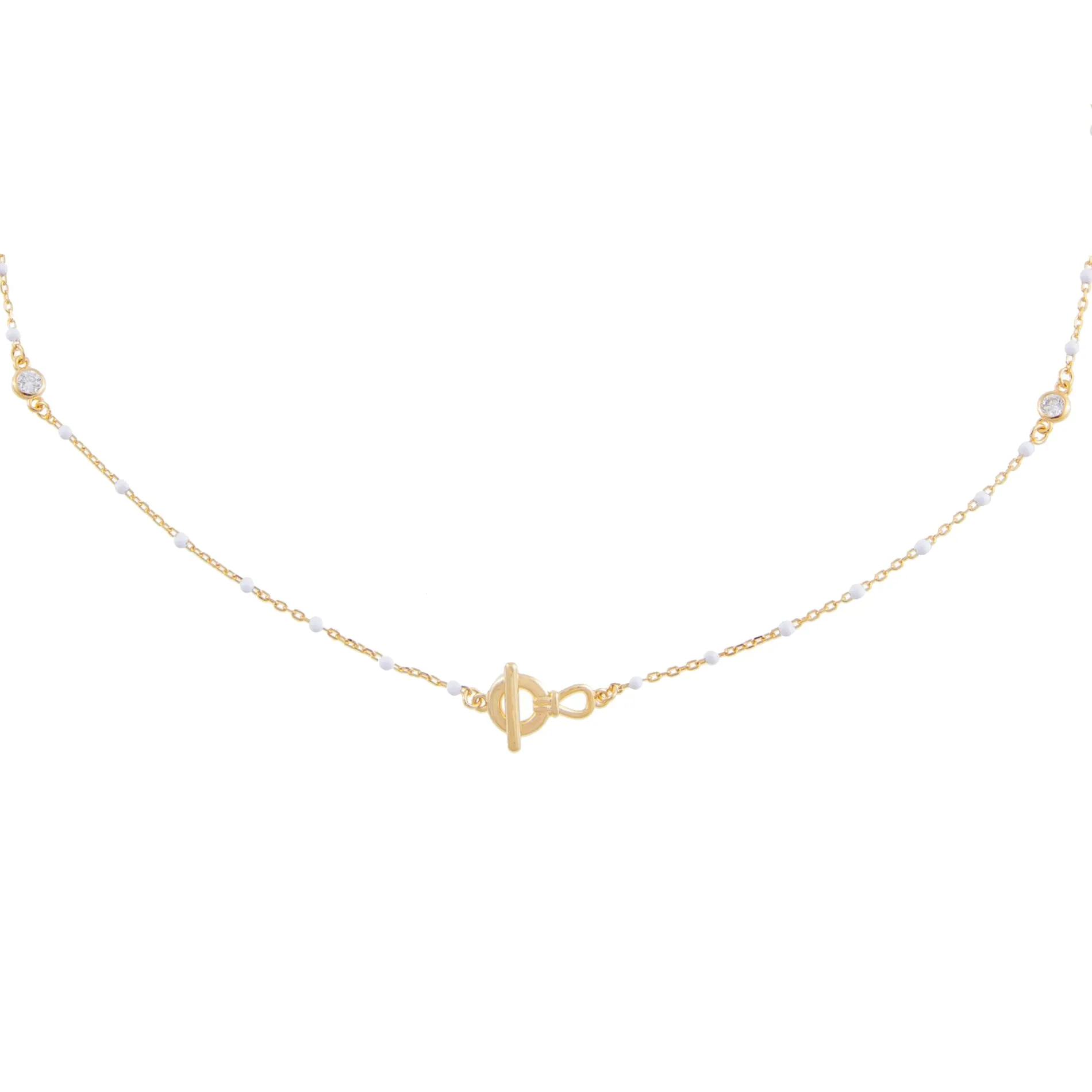 CZ X Enamel Toggle Choker sold by Adina Eden's