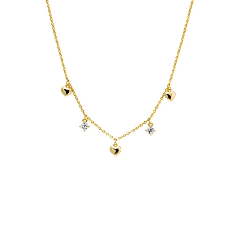 CZ X Puffy Heart Dangling Necklace sold by Adina Eden's