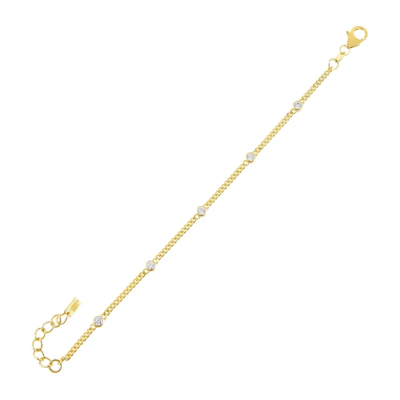 CZ Bezel Cuban Chain Bracelet sold by Adina Eden's