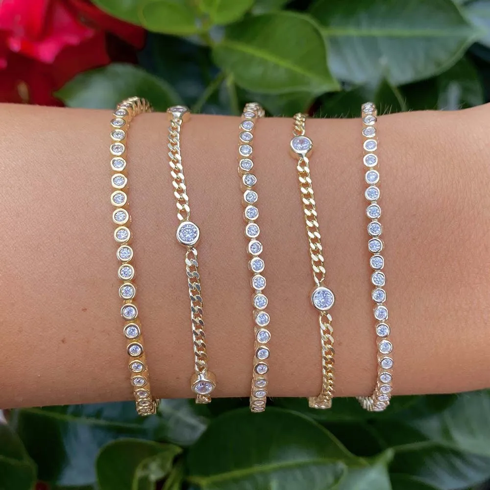 CZ Bezel Cuban Chain Bracelet sold by Adina Eden's product image thumbnail 3