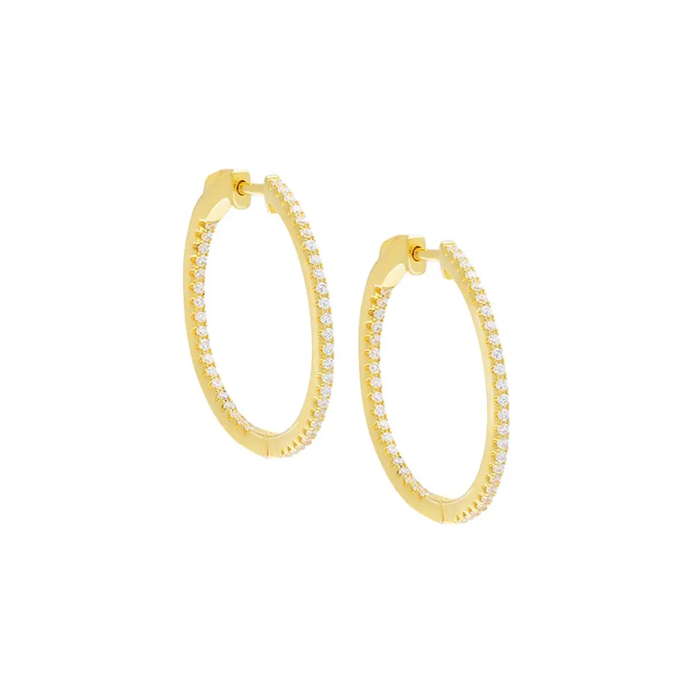 Pavé Round Hoop Earring sold by Adina Eden's product image thumbnail 5