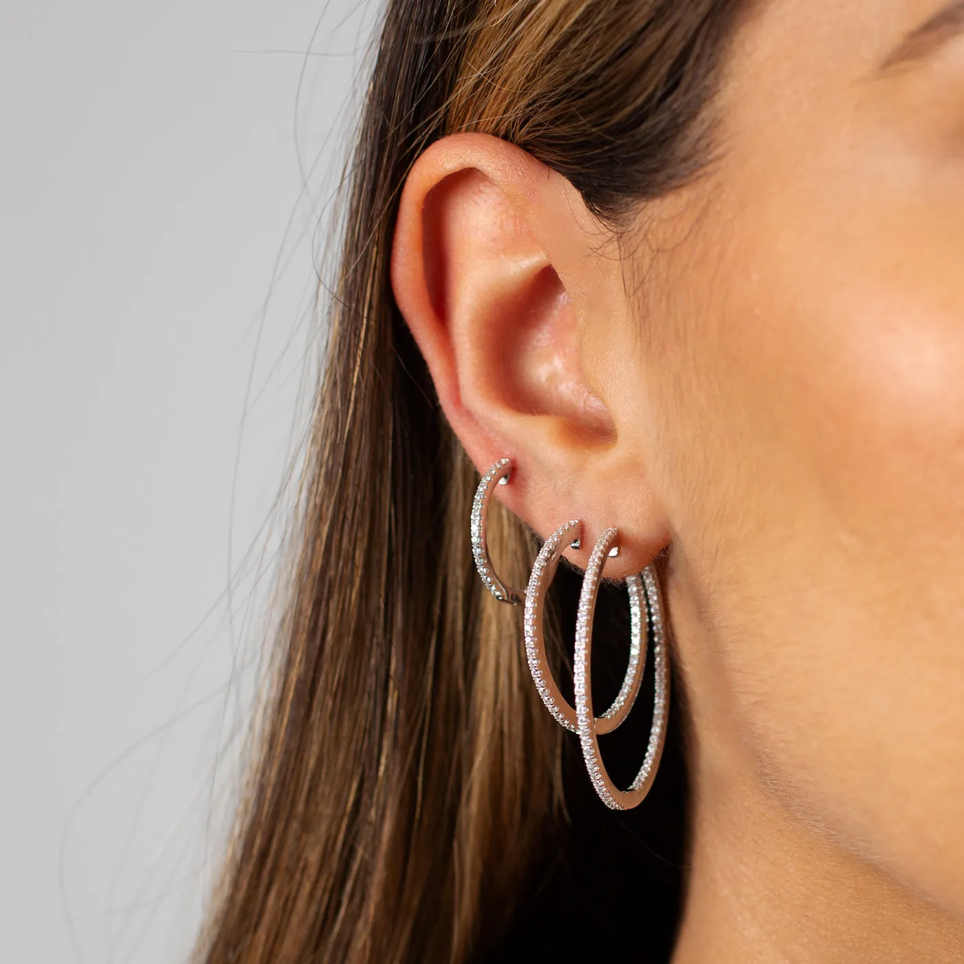 Pavé Round Hoop Earring sold by Adina Eden's product image thumbnail 3
