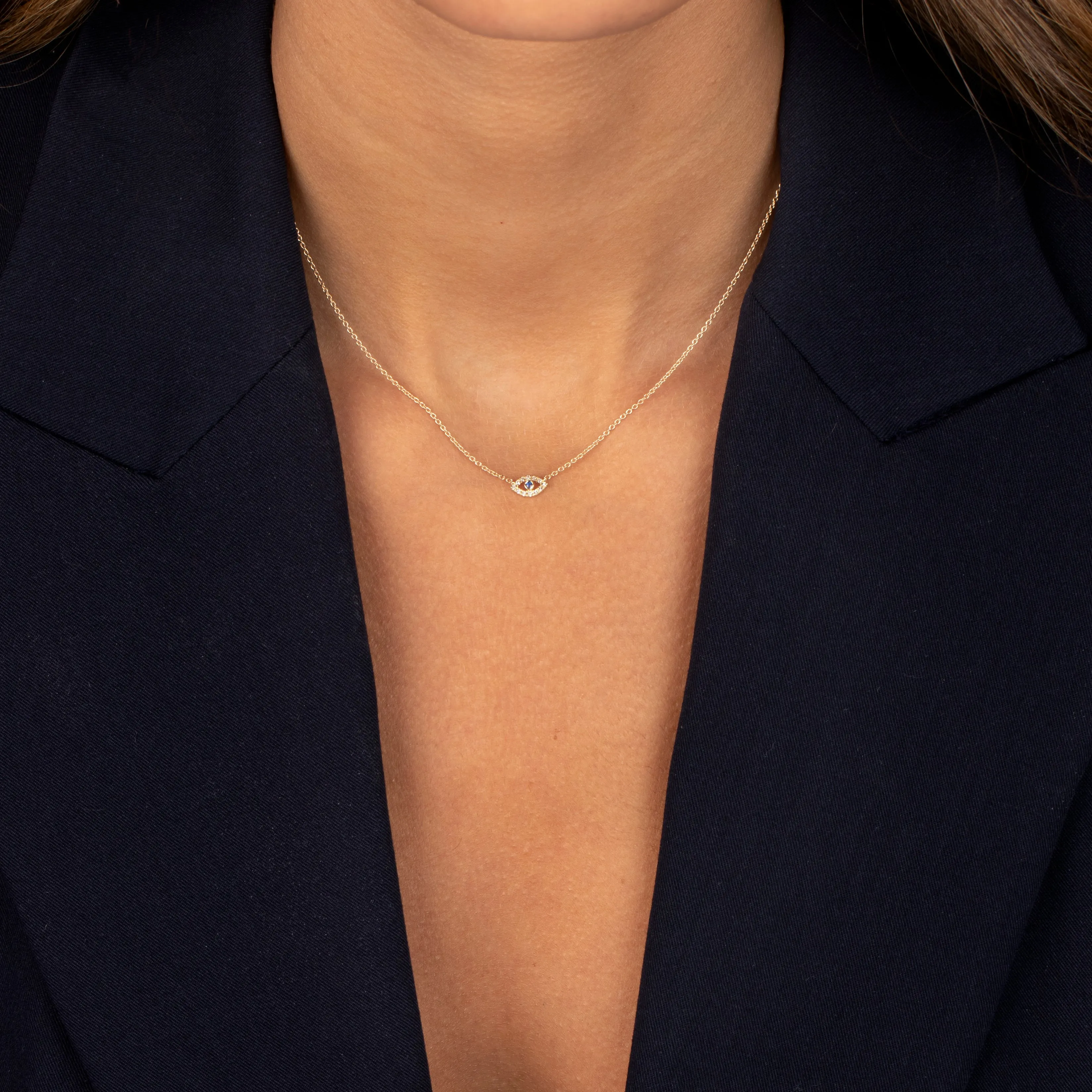 Diamond Open Evil Eye Necklace 14K sold by Adina Eden's product image thumbnail 2
