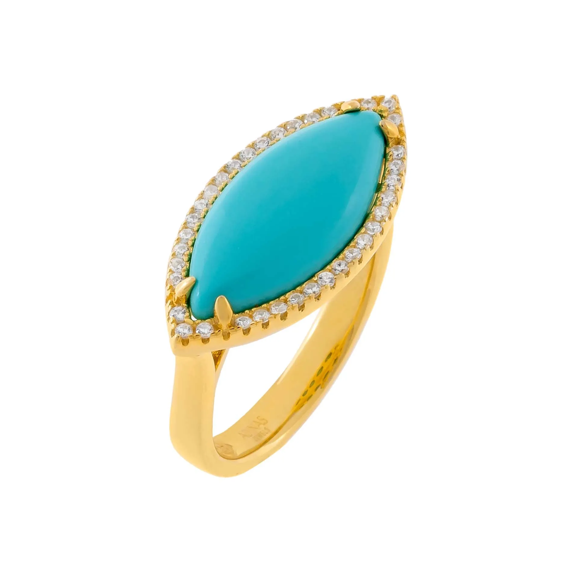CZ Turquoise Marquise Ring sold by Adina Eden's