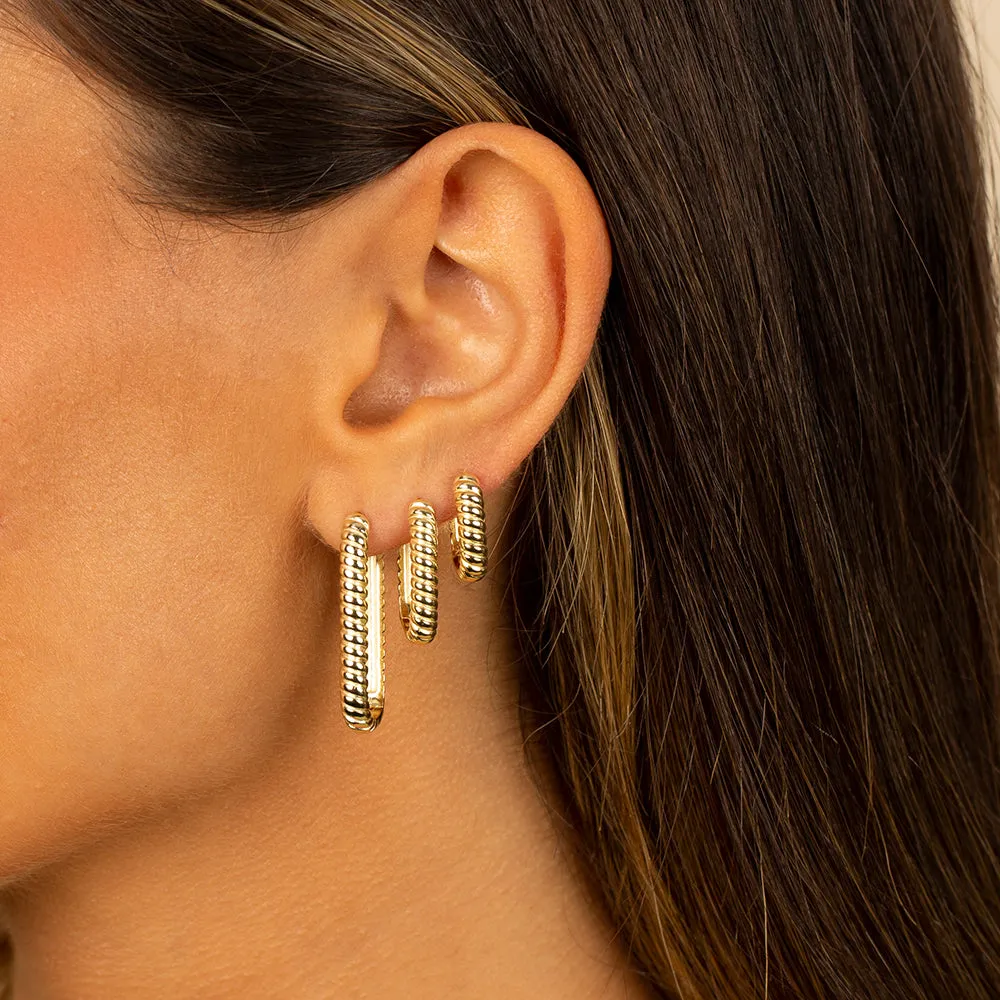 Wide Solid Ridged Oval Shape Huggie Earring sold by Adina Eden's product image thumbnail 2