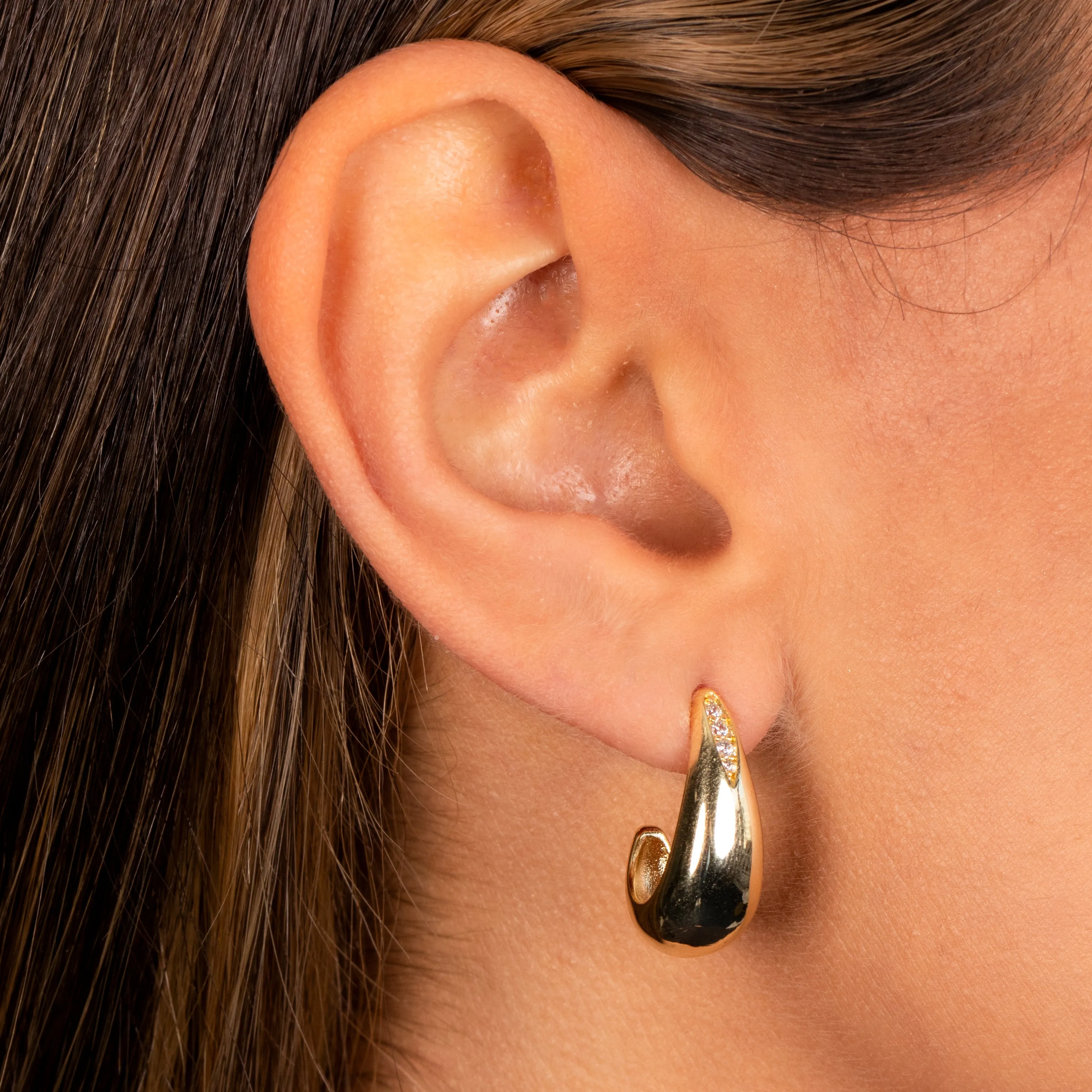 Pave Accented Graduated Hoop Earring sold by Adina Eden's product image thumbnail 2