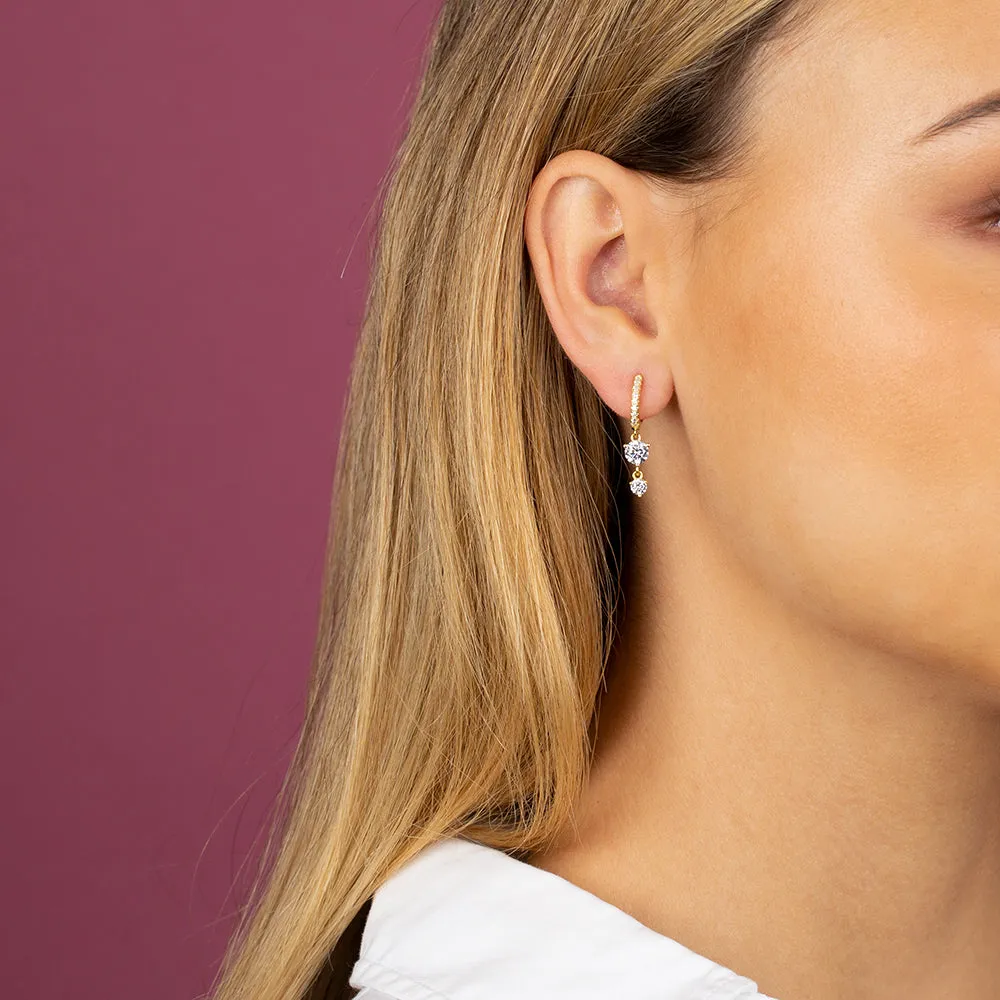 Colored Double Solitaire Drop Huggie Earring sold by Adina Eden's product image thumbnail 2