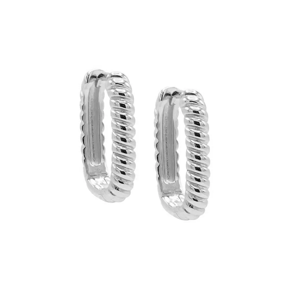 Wide Solid Ridged Oval Shape Huggie Earring sold by Adina Eden's product image thumbnail 3