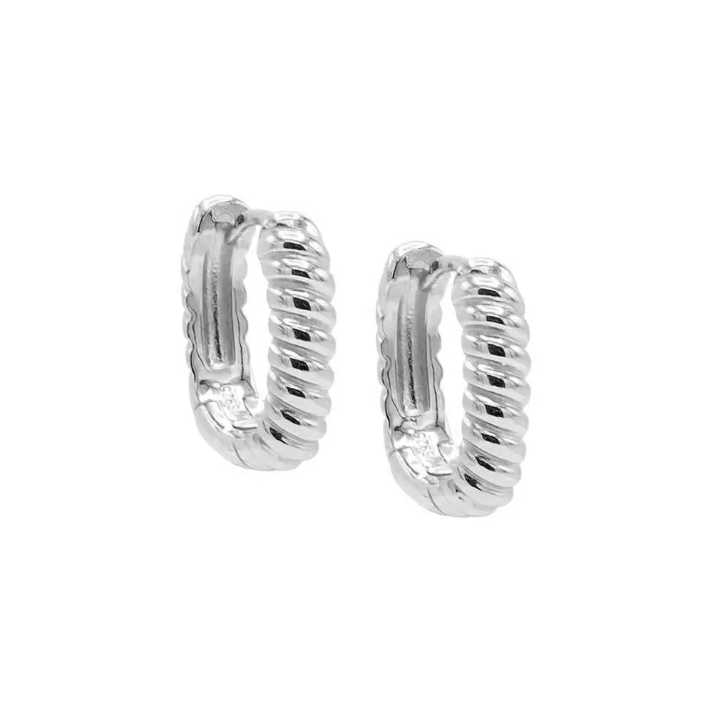 Wide Solid Ridged Oval Shape Huggie Earring sold by Adina Eden's product image thumbnail 5