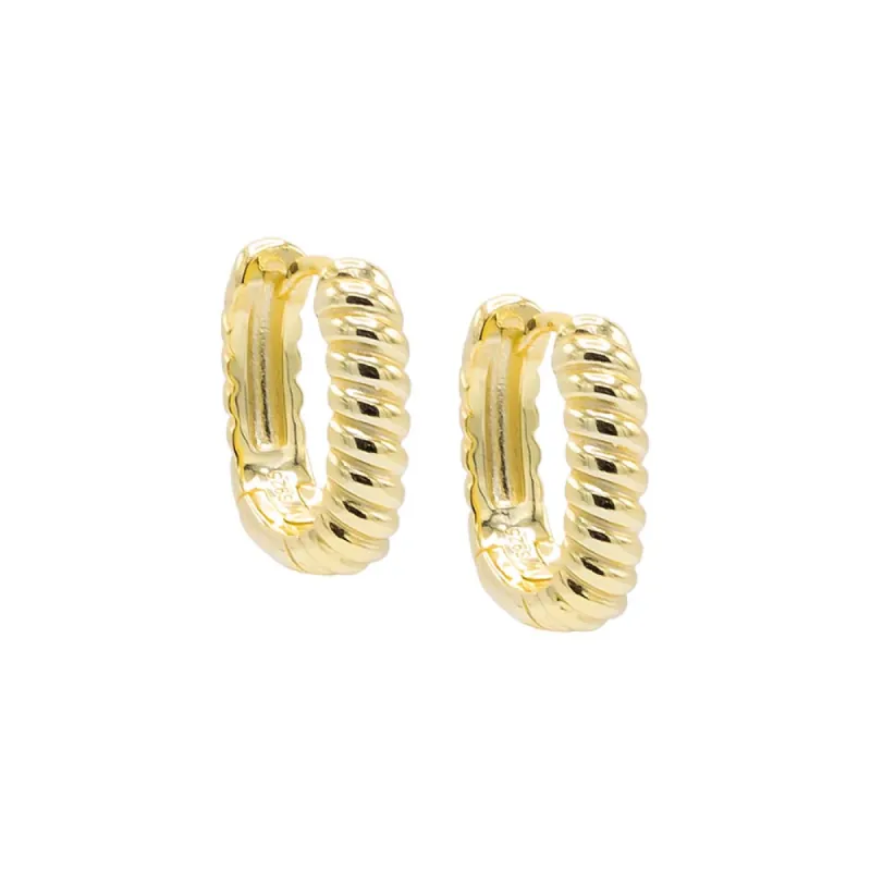 Wide Solid Ridged Oval Shape Huggie Earring sold by Adina Eden's