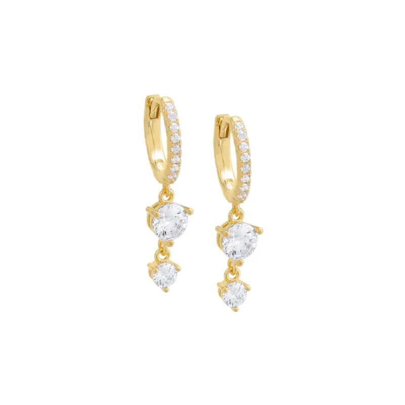 Colored Double Solitaire Drop Huggie Earring sold by Adina Eden's
