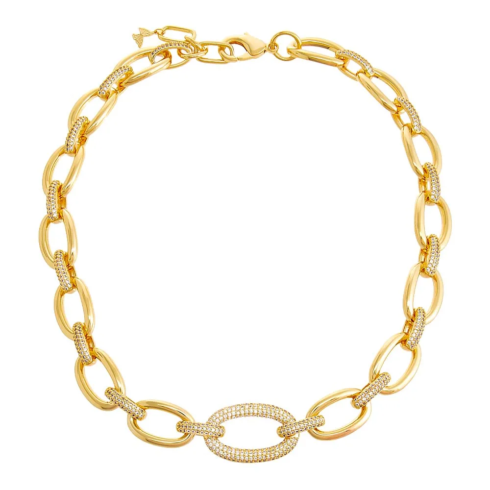 Pavé Statement Oval Shape Necklace sold by Adina Eden's product image thumbnail 5