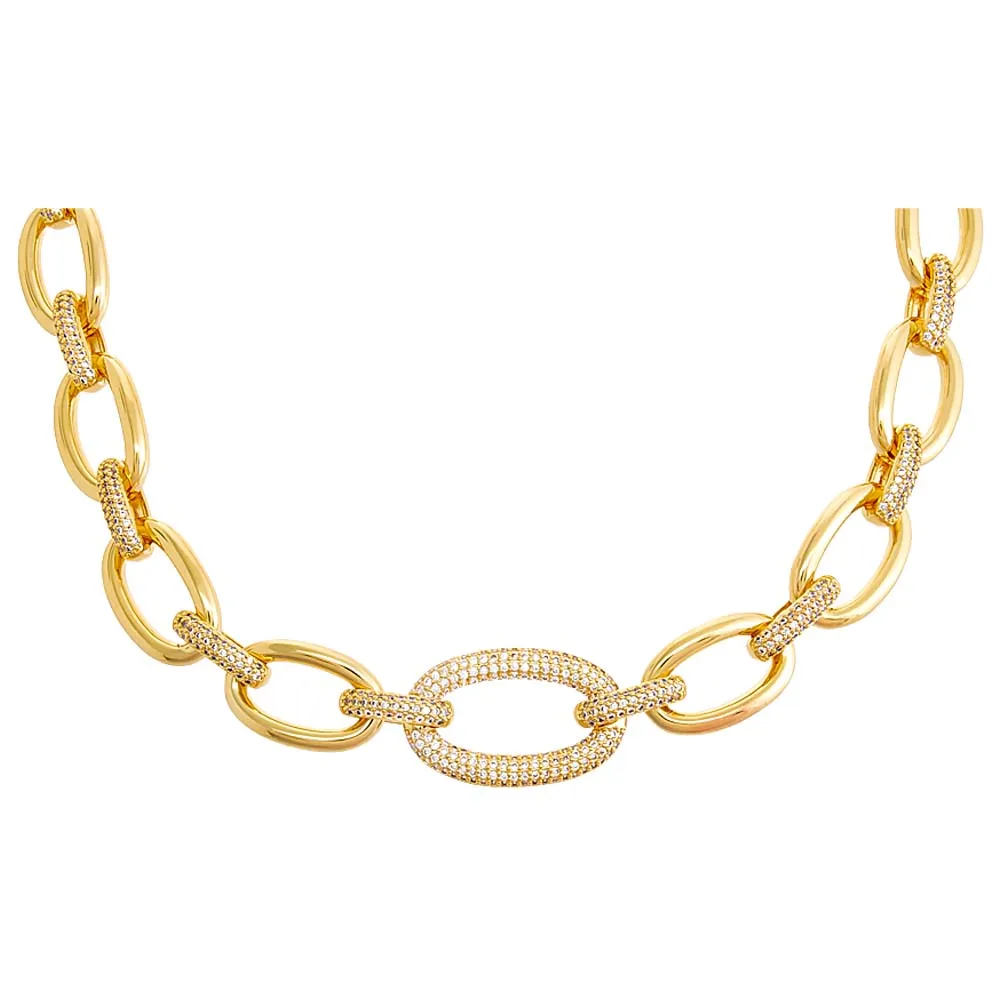 Pavé Statement Oval Shape Necklace sold by Adina Eden's