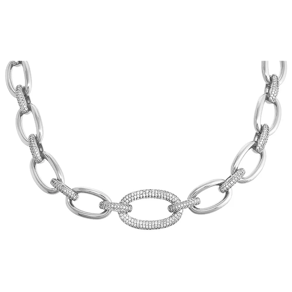 Pavé Statement Oval Shape Necklace sold by Adina Eden's product image thumbnail 3