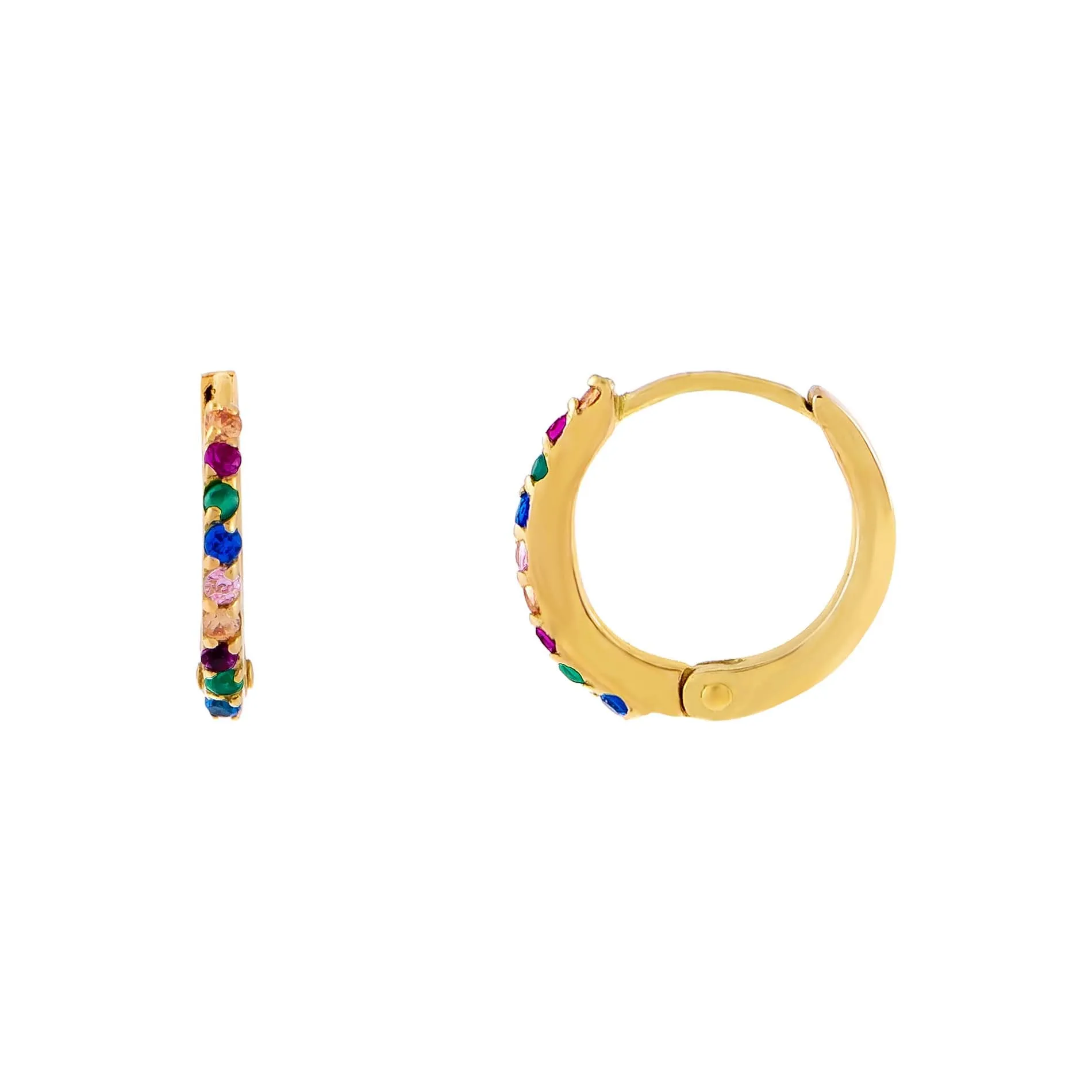 CZ Rainbow Huggie Earring 14K sold by Adina Eden's product image thumbnail 3