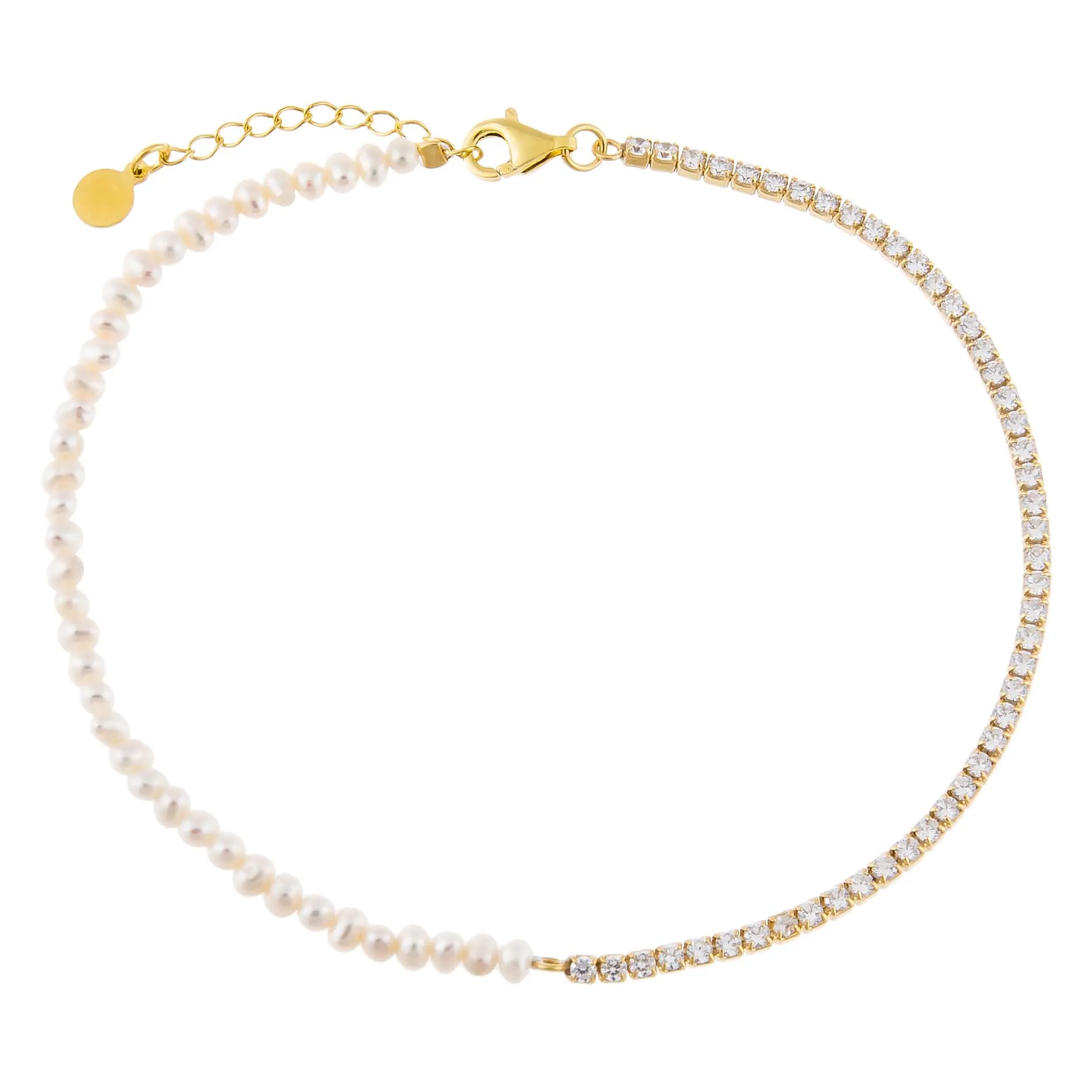 Pearl X Tennis Anklet sold by Adina Eden's
