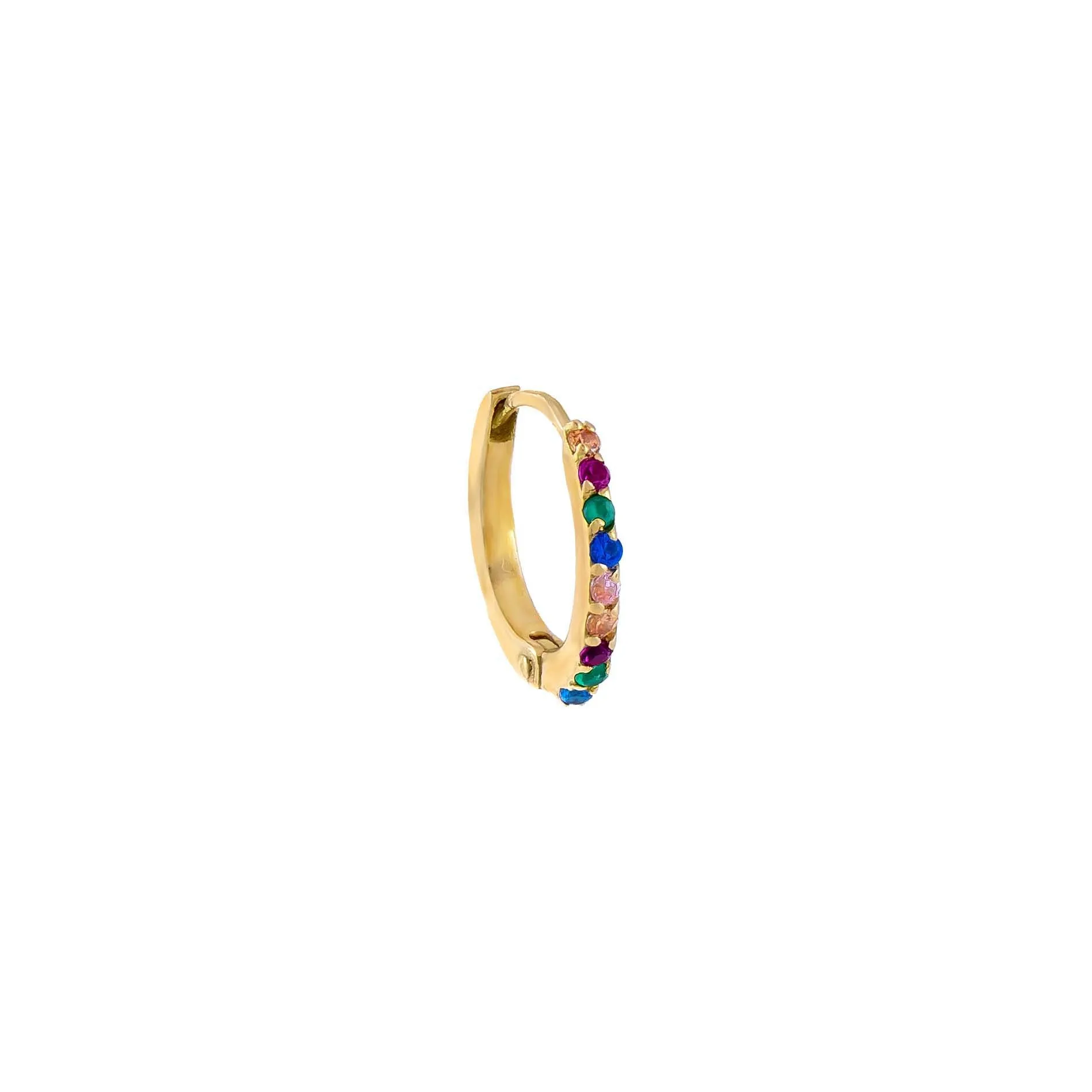 CZ Rainbow Huggie Earring 14K sold by Adina Eden's