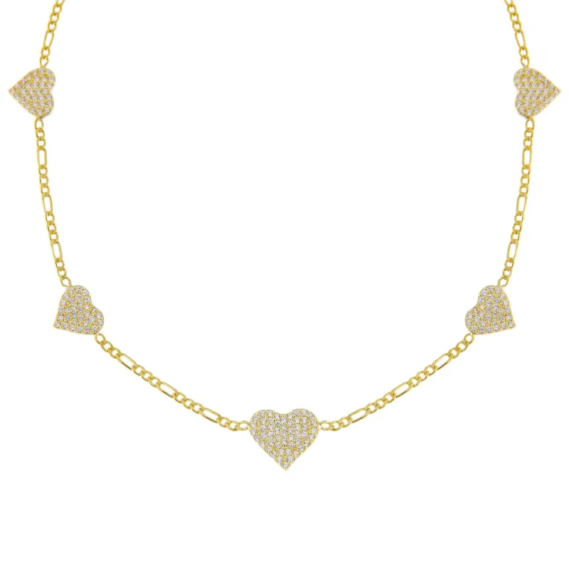 Pavé Multi Heart Figaro Choker sold by Adina Eden's