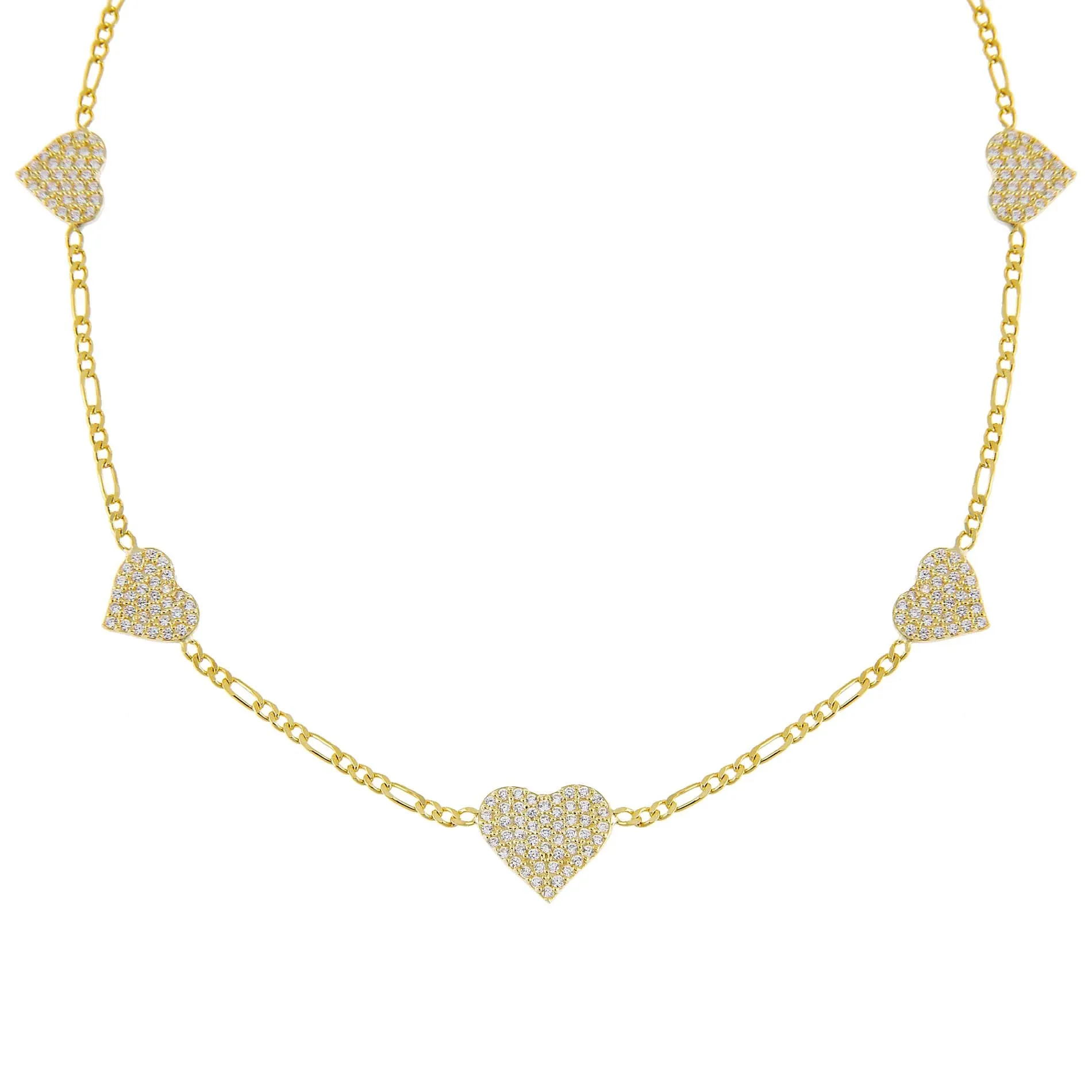 Pavé Multi Heart Figaro Choker sold by Adina Eden's