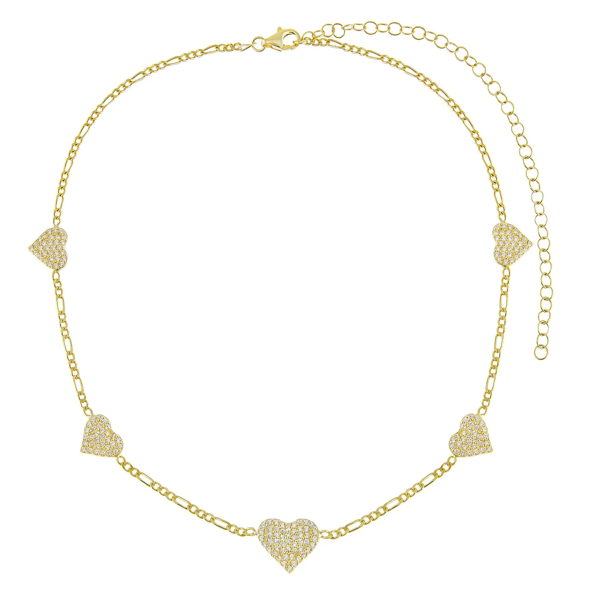 Pavé Multi Heart Figaro Choker sold by Adina Eden's product image thumbnail 2