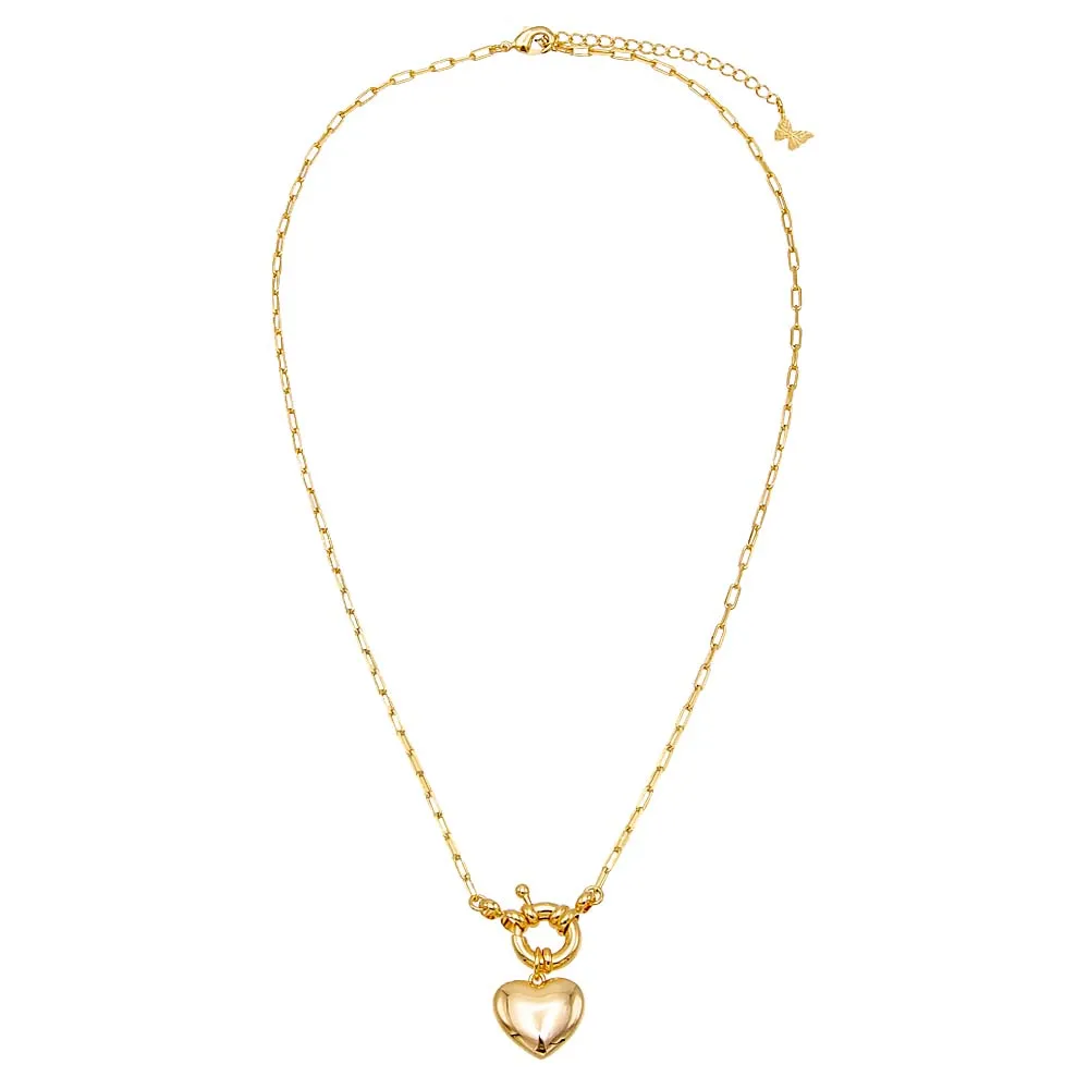 Solid Puffy Heart Paperclip Chain Necklace sold by Adina Eden's product image thumbnail 3