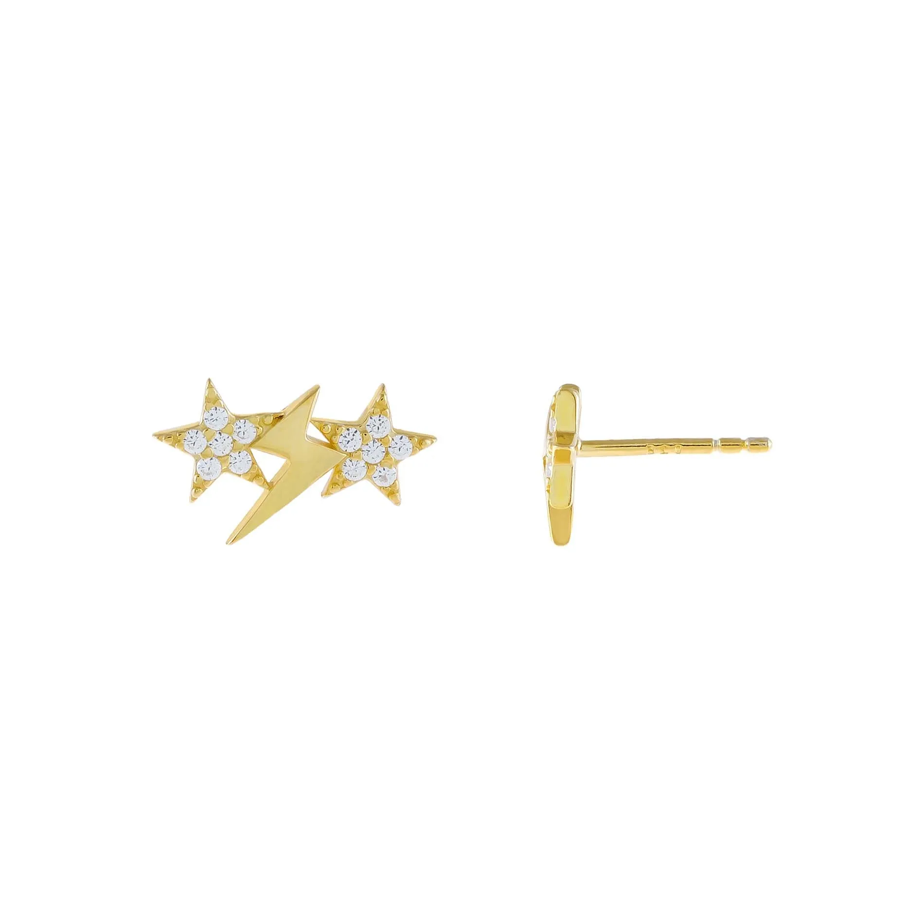 Pavé Star X Lightning Stud Earring sold by Adina Eden's
