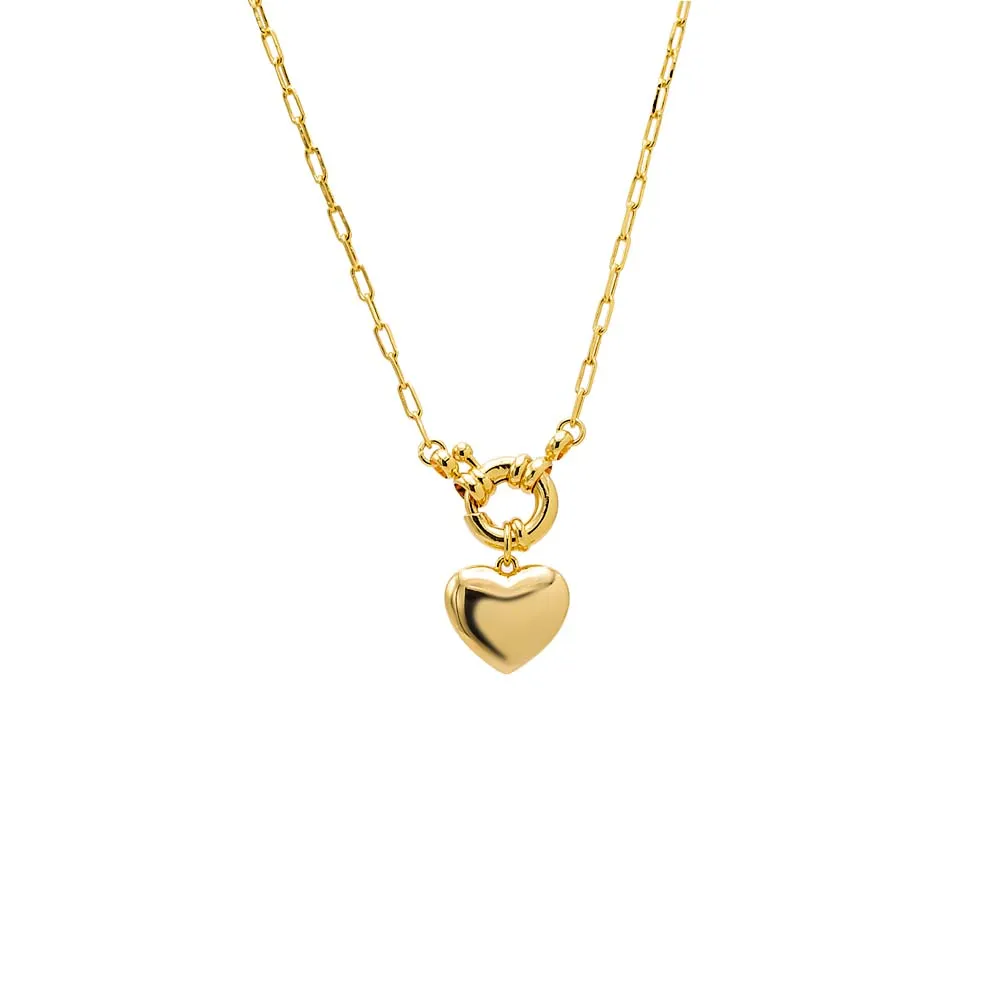 Solid Puffy Heart Paperclip Chain Necklace sold by Adina Eden's