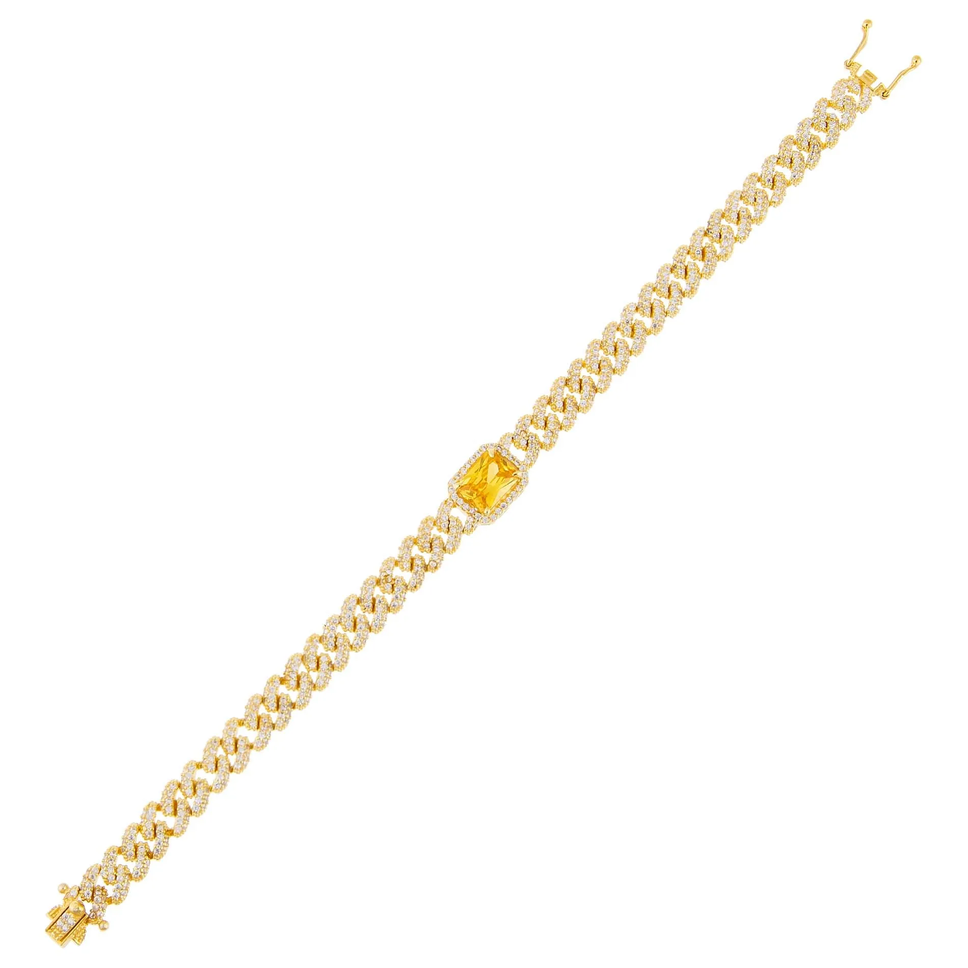 CZ Colored Baguette Chain Link Bracelet sold by Adina Eden's product image thumbnail 3