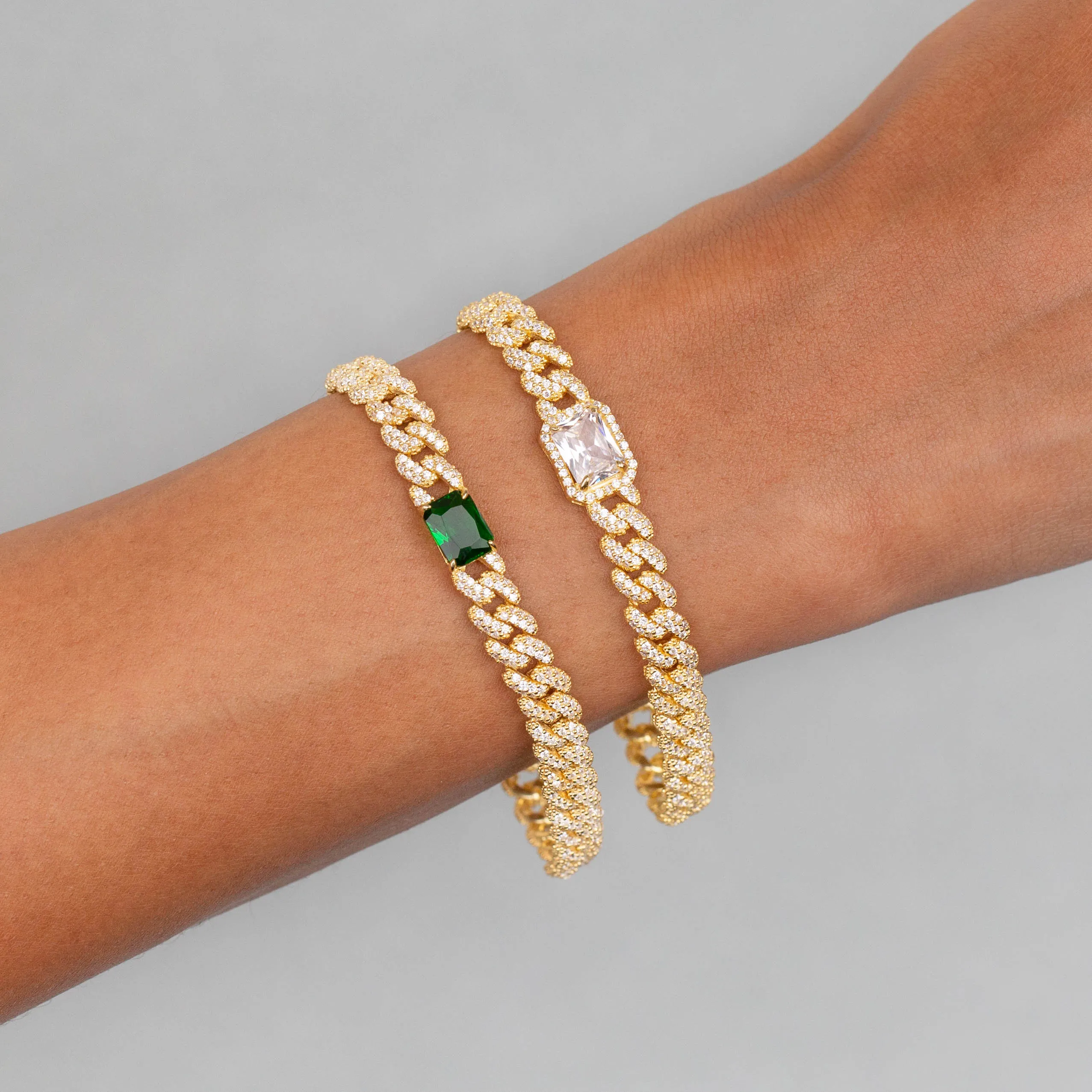 CZ Colored Baguette Chain Link Bracelet sold by Adina Eden's product image thumbnail 2