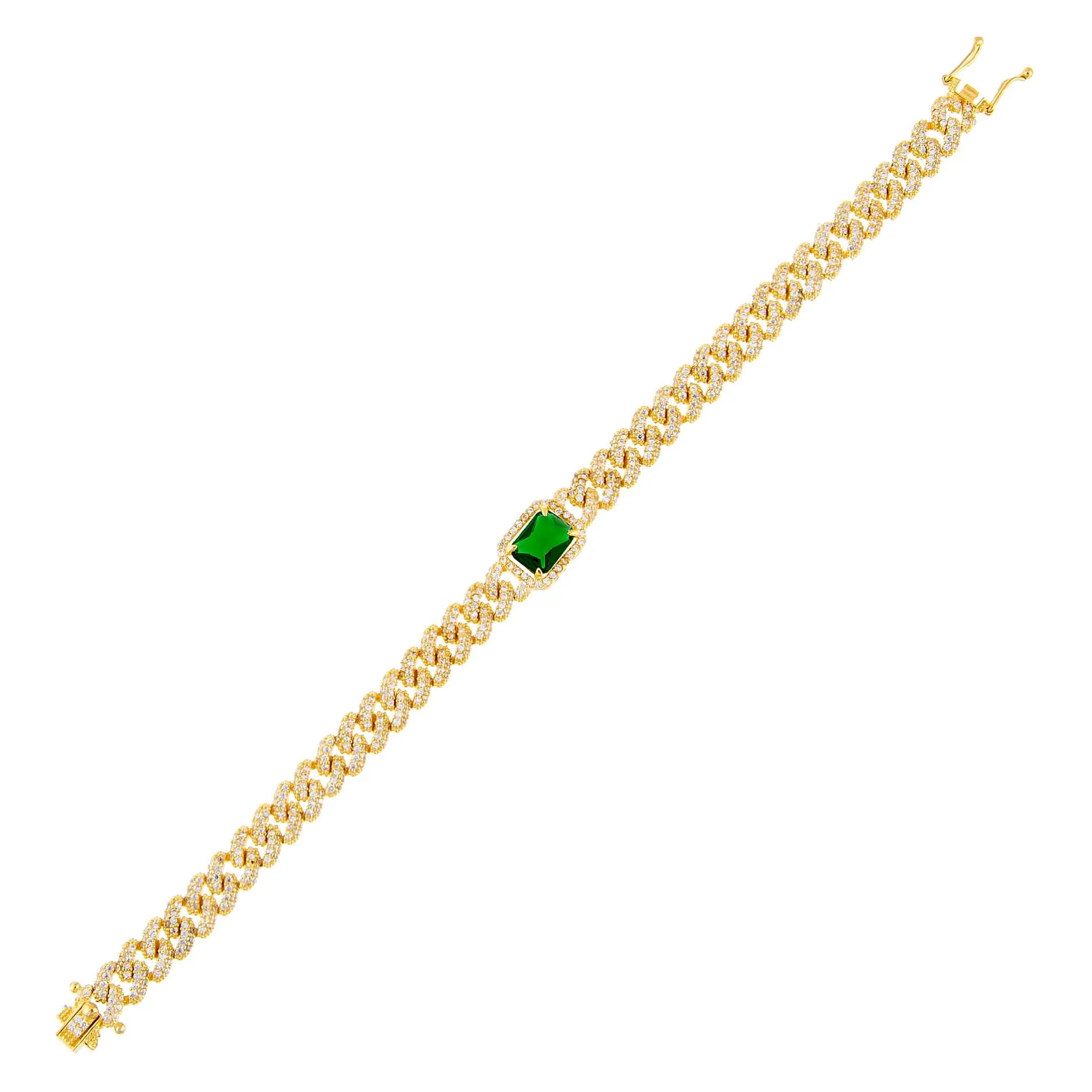 CZ Colored Baguette Chain Link Bracelet sold by Adina Eden's