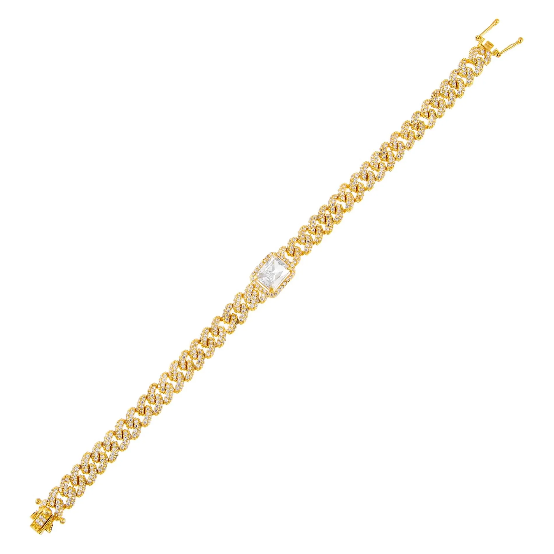 CZ Colored Baguette Chain Link Bracelet sold by Adina Eden's product image thumbnail 4