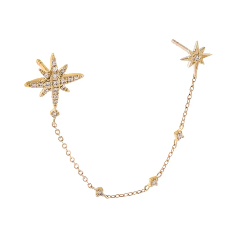 Diamond Starburst Chain Stud Earring 14K sold by Adina Eden's