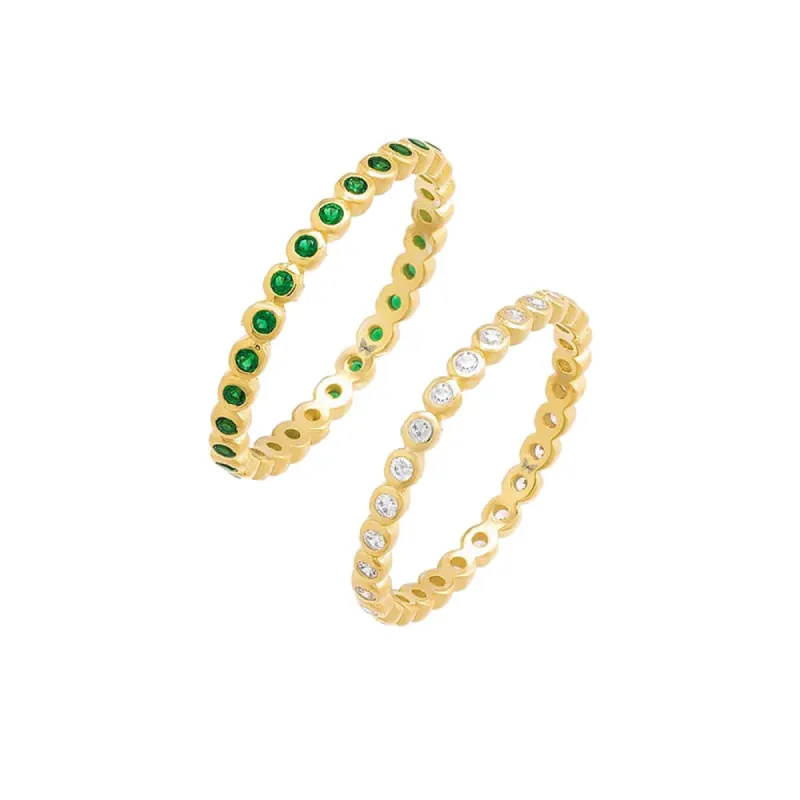 Colored Double Bezel Ring Combo Set sold by Adina Eden's