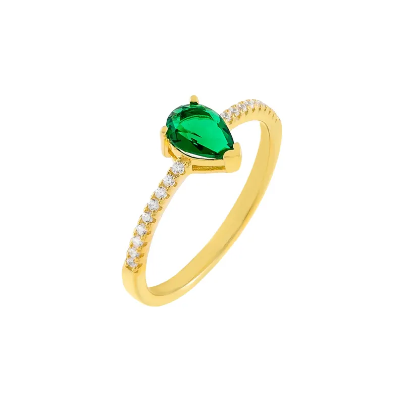 CZ Emerald Green Teardrop Ring sold by Adina Eden's