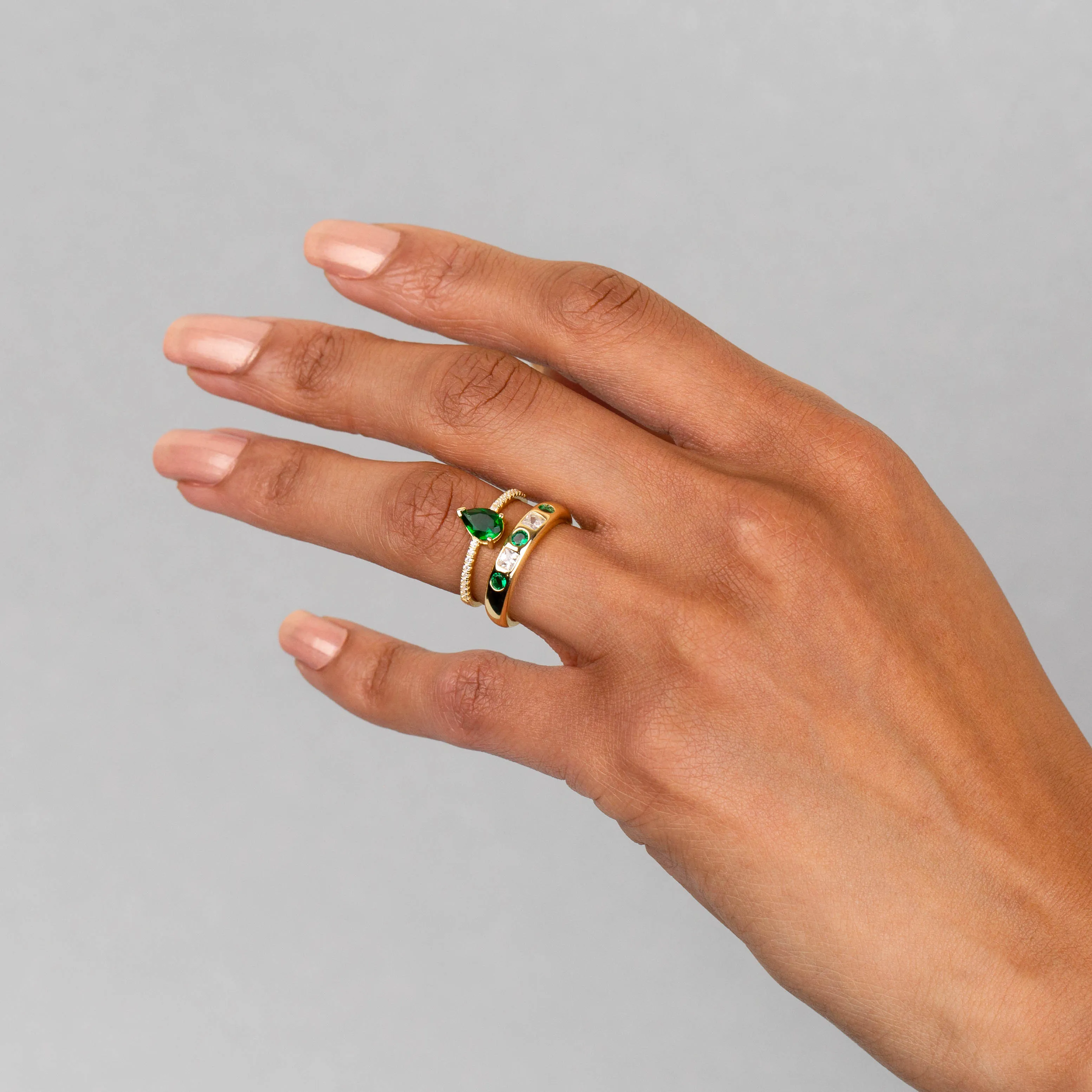 CZ Emerald Green Teardrop Ring sold by Adina Eden's product image thumbnail 2